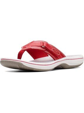 Women's Red Synthetic Thong Solid Open Toe Breeze Sea Flip-Flop Casual Shoes